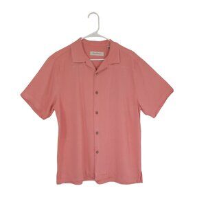 Tommy Bahama Mens Coral Silk Blend Short Sleeve Button-Up Shirt M